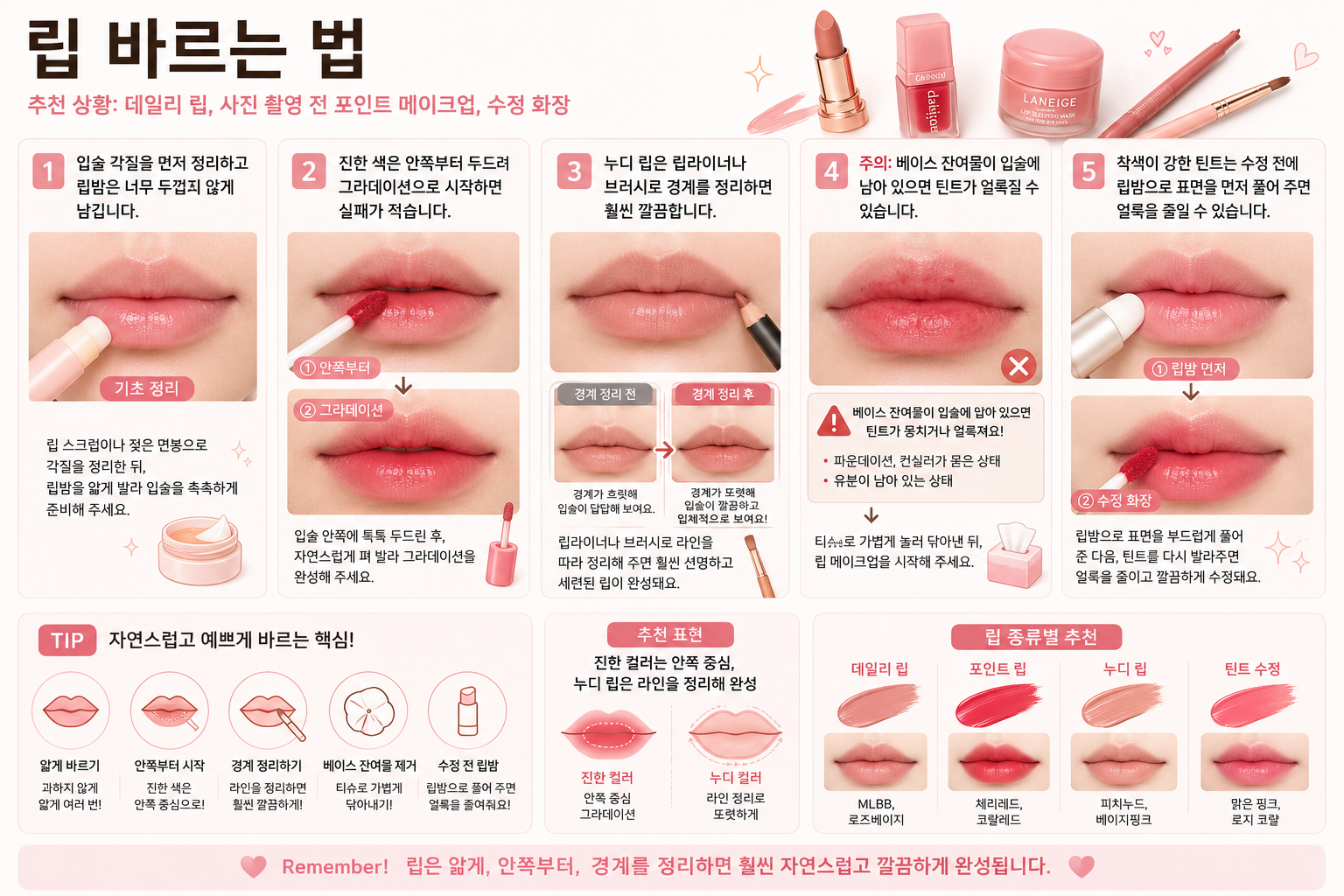 립 메이크업 사용법 예시 이미지